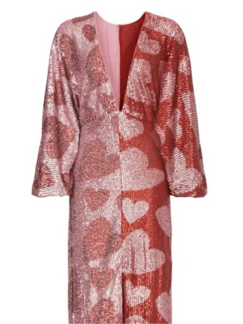 FARM Rio Sequin Heart-Print Maxi Dress - Pink & Red